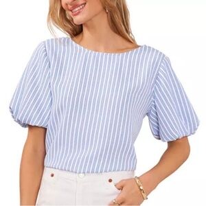 Vince Camuto Light Blue Striped Blouse size XL